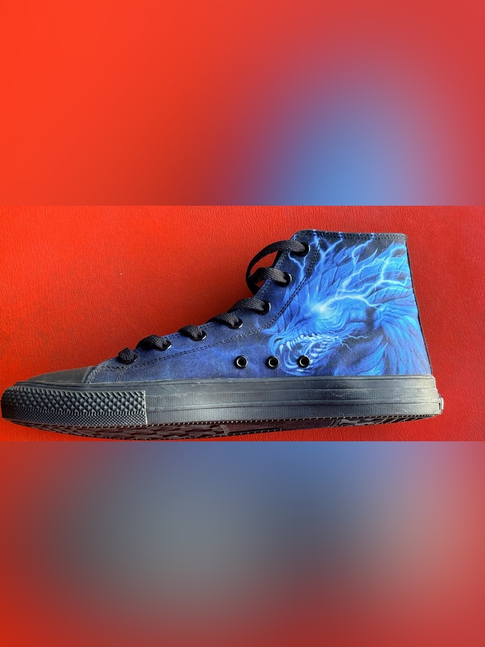 RAAD Men's BLUE High-Top Canvas Sneaker with Dragon Artwork (NEW)